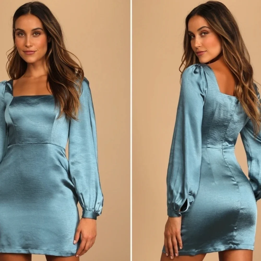 LULUS Sexy Wedding Prom Formal Event Classy Holidays Satin Mini Dress - Picture 3 of 4